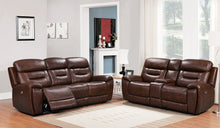 Load image into Gallery viewer, Rosewood Brown POWER/TOP GRAIN LEATHER Reclining Sofa and Loveseat S2226