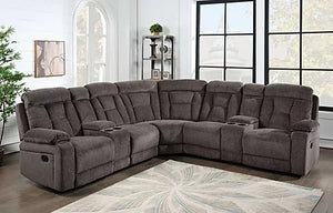 Lucca Gray Fabric Reclining Sectional Sofa S2002