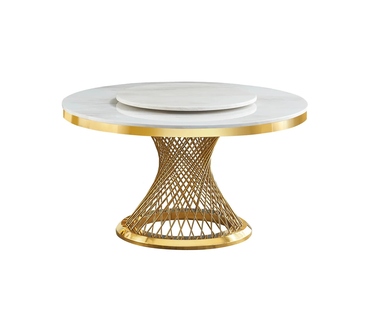 Unico White/Gold Faux Marble Dining Set D605