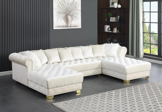 Jordan II Cream Velvet Sectional S6350