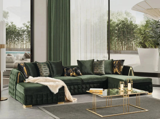 Sicilya Green Double Chaise Sectional