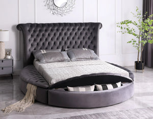 Lux Gray Velvet Queen Bed B8008