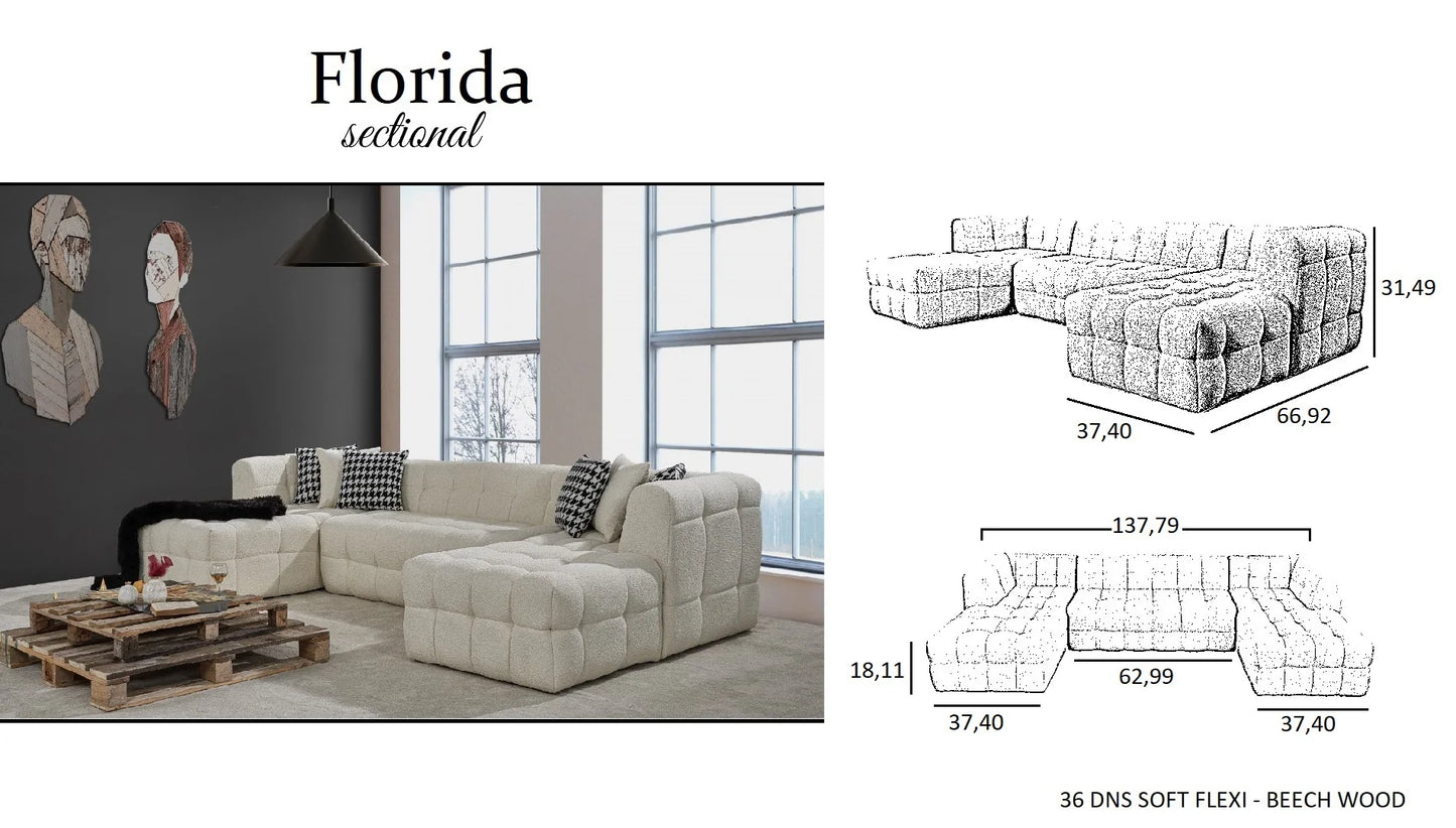 Florida Cream Double Chaise Sectional