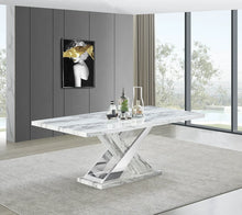 Load image into Gallery viewer, Viva White/Black Faux Marble Dining Set D610