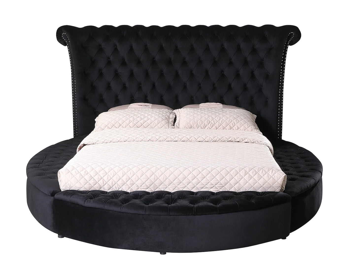 Lux  Black Velvet Queen Bed B8008