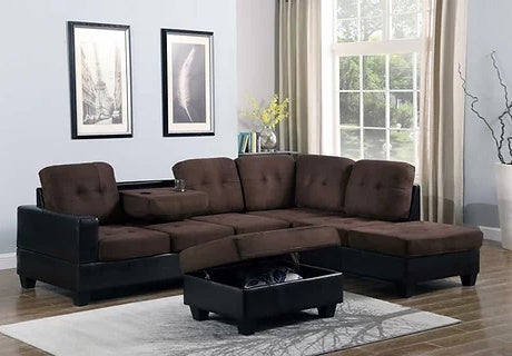 Park Place Brown Fabric Sectional Sofa with Ottoman S888