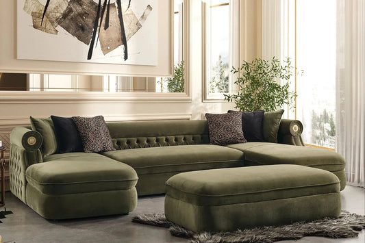 Brooklyn Green Double Chaise Sectional