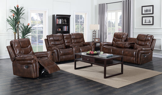 Sara Brown 3pc Reclining Living Room Set S9597