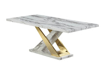Load image into Gallery viewer, Viva White/Gold Faux Marble Dining Set D610