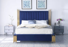 Load image into Gallery viewer, Token Blue Velvet King  Platform Bed B840