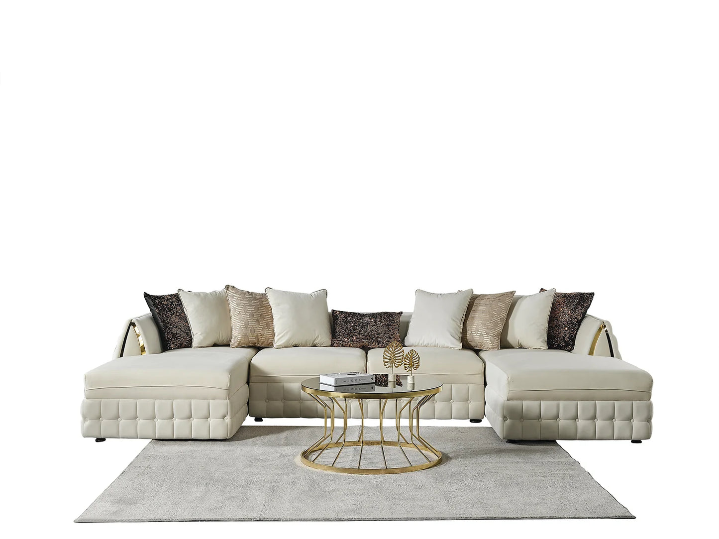 Sicilya Cream Double Chaise Sectional