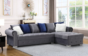 Milan Gray Velvet Sectional Sofa S8187