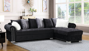 Milan Black Velvet  Sectional Sofa S8187