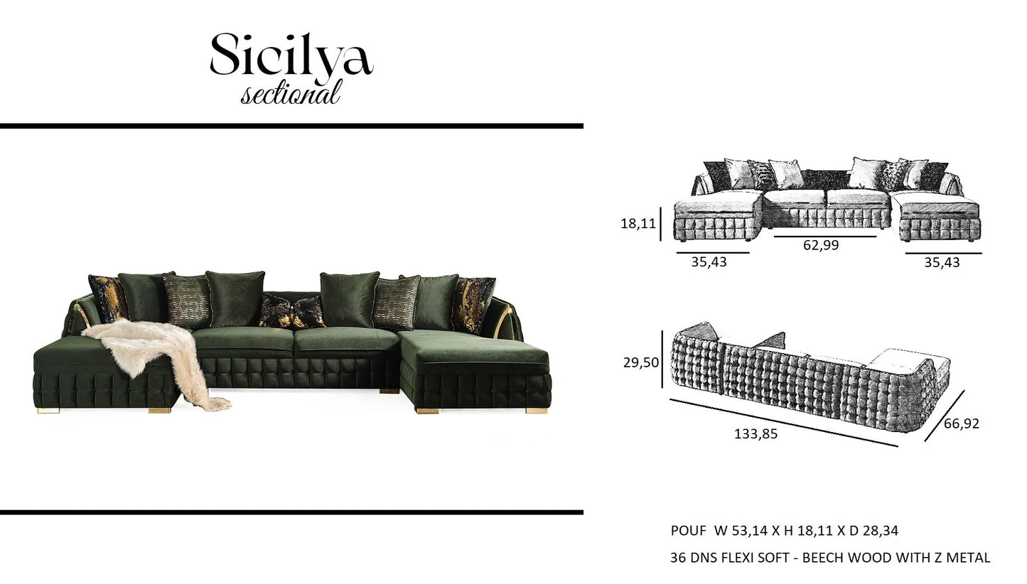 Sicilya Grey Double Chaise Sectional