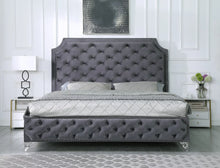 Load image into Gallery viewer, Leilah Platform Grey Velvet Queen Bed B830