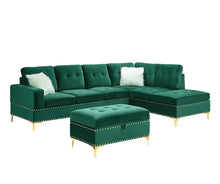 Load image into Gallery viewer, Joy Green Velvet Reversible Sectional with Ottoman S123
