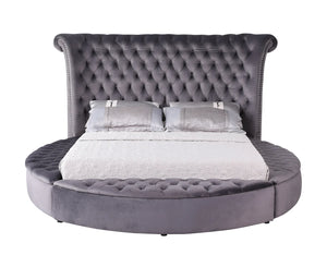 Lux Gray Velvet King Bed B8008