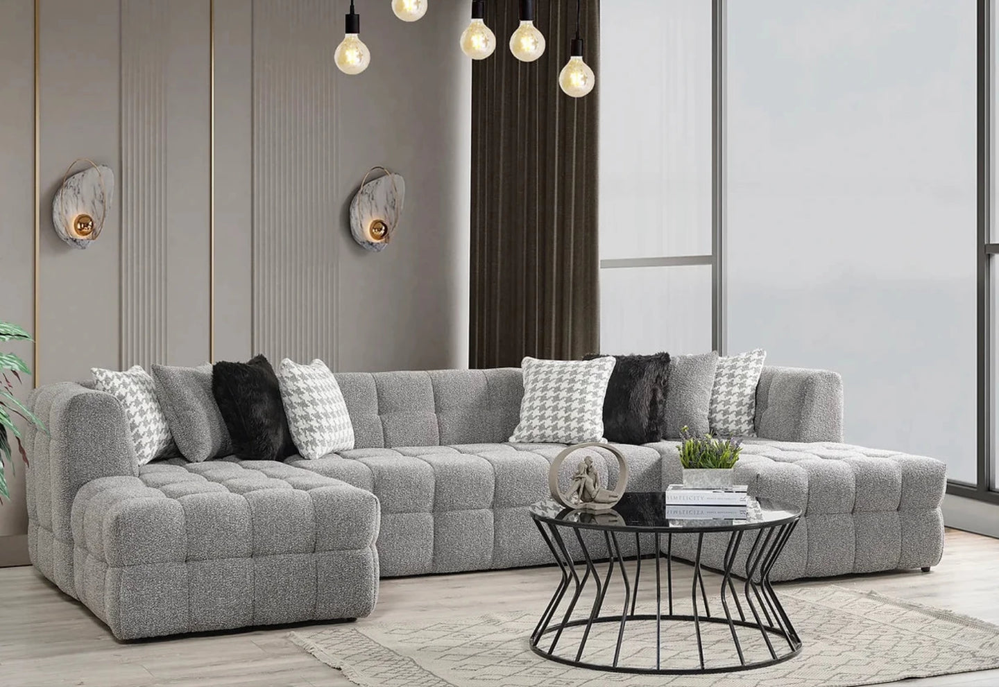 Florida Grey Double Chaise Sectional Harwin Furniture