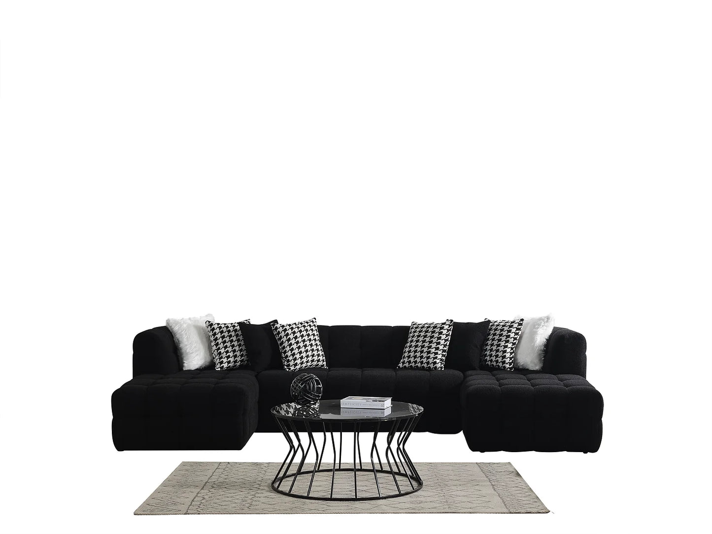 Florida Black Double Chaise Sectional