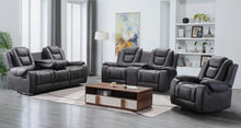 Load image into Gallery viewer, Galaxy Grey Fabric 3pc Reclining Living  Room Set S9009