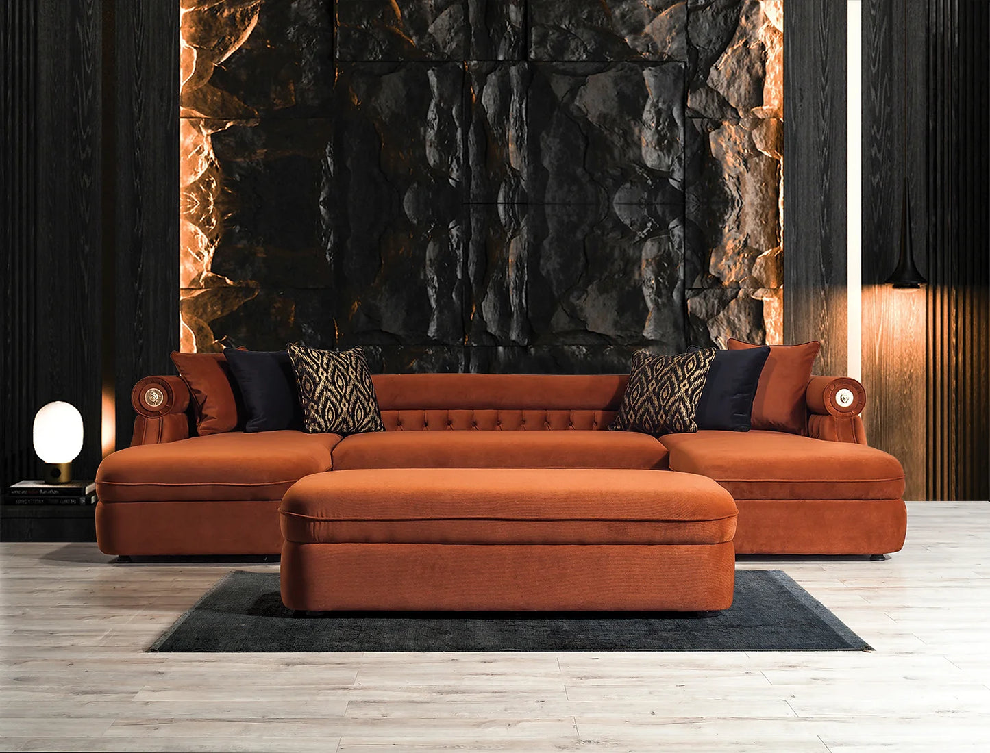 Brooklyn Rust Double Chaise Sectional