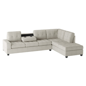 Heights Light Gray Reversible Sectional with Storage Ottoman SH3220