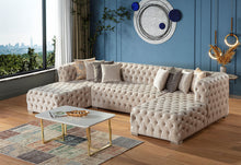 Load image into Gallery viewer, Polo Cream Velvet Double Chase Sectional