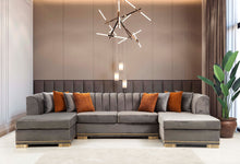 Load image into Gallery viewer, Armony Silver Velvet Double Chase Sectional 