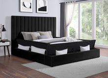 Load image into Gallery viewer, France Black Velvet Queen Platform Bed