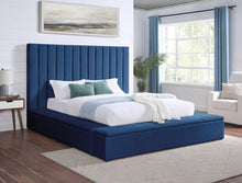 Load image into Gallery viewer, France Blue Velvet King Platform Bed