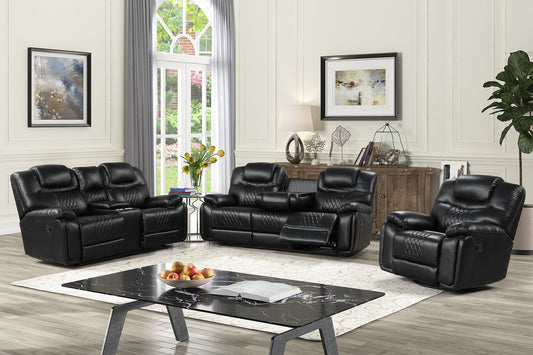 Galveston OVERSIZED Black 3pc Reclining Set