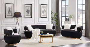 Heaven Black Velvet 3pc Living Room Set