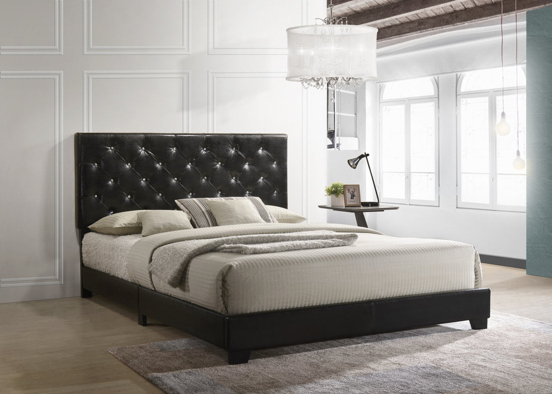 Nelly Twin Panel Bed Black PU   HH2018