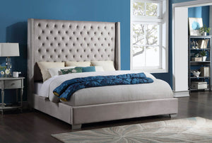 Diamond Tufted Silver 6 FT King Bed |HH329