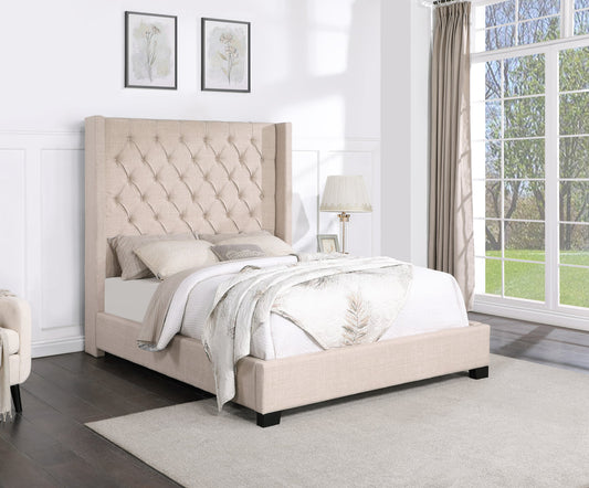 Diamond Beige Linen  6 FT Queen Bed | HH403