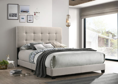 HH906 King Beige Fabric Panel Bed