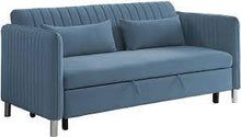 Load image into Gallery viewer, Greenway Blue Sofa With Pull-Out Bed 9406