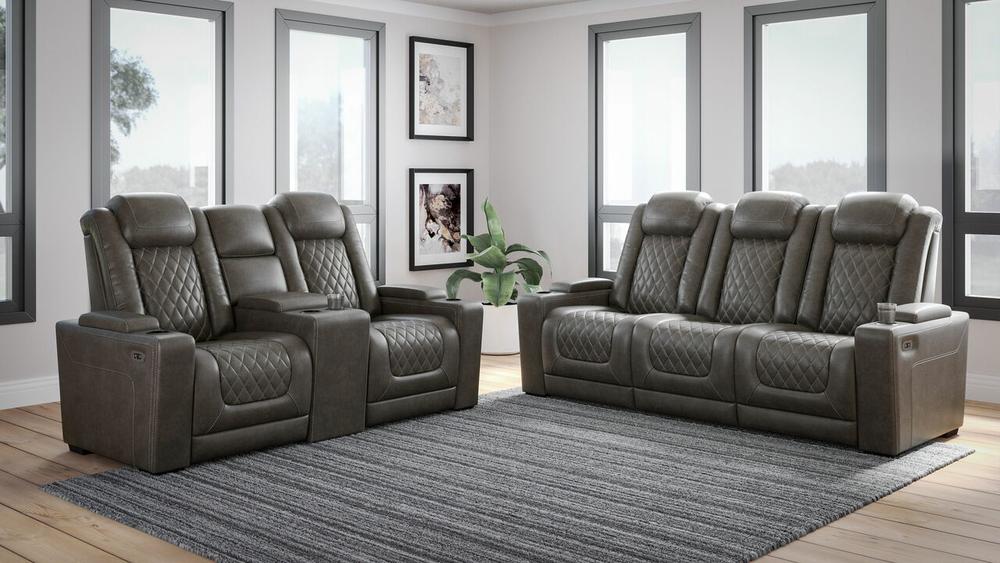 Hyllmont Gray POWER Reclining Sofa and Loveseat  93003