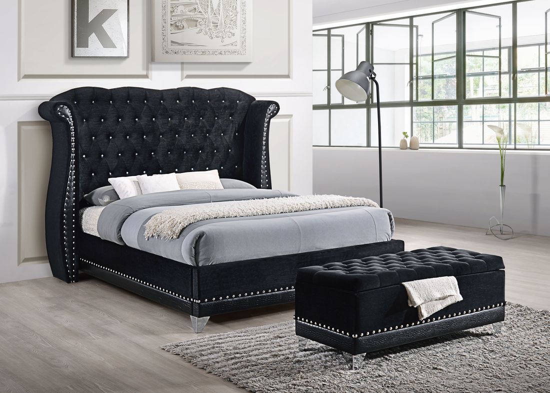 Luxor Black  Queen Platform Bed without ottoman