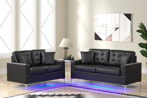 Miami Black Sofa & Loveseat (LED LIGHTS)