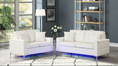 Miami White Sofa & Loveseat (LED LIGHTS)