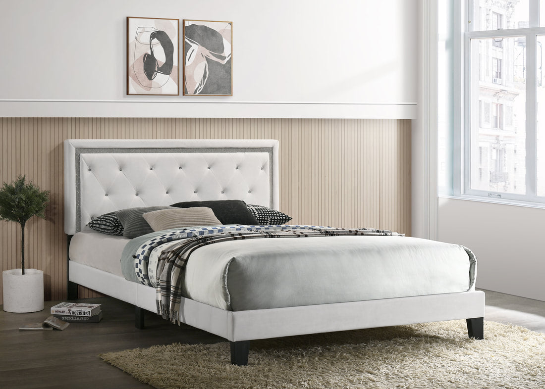 Passion White PU King Platform Bed 