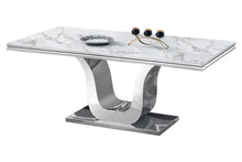 Load image into Gallery viewer, Modern Grey Genuine Marble/Stainless Steel 7pc Dining Set D4041