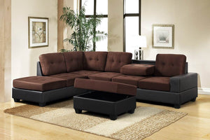 Heights Chocolate/Black Reversible Sectional with Storage Ottoman