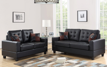 Load image into Gallery viewer, James Black Faux Leather Sofa and Loveseat HH7855