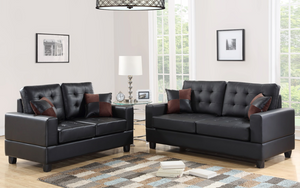 James Black Faux Leather Sofa and Loveseat HH7855