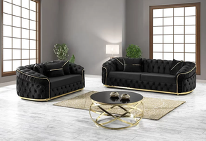 Allita Oversized Black Velvet Sofa and Loveseat