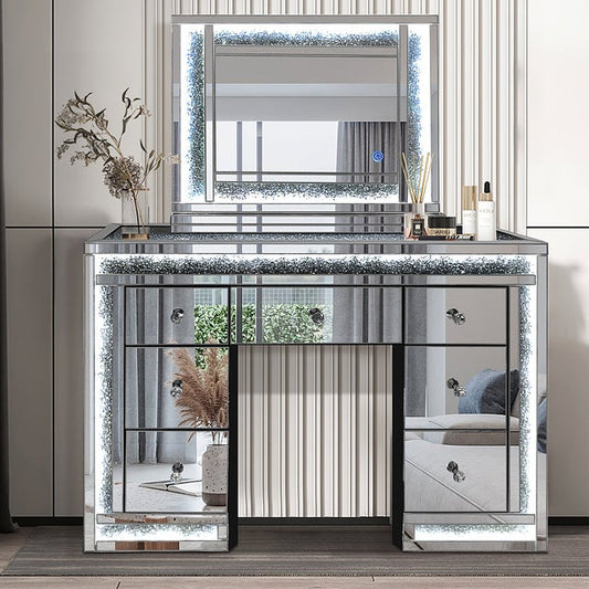 A66 Glass/Mirror Vanity Set