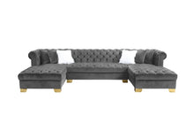 Load image into Gallery viewer, Ariana  Grey Velvet Double Chaise Sectional