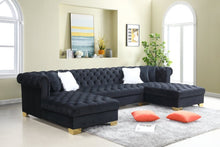 Load image into Gallery viewer, Ariana Black Velvet Double Chaise Sectional